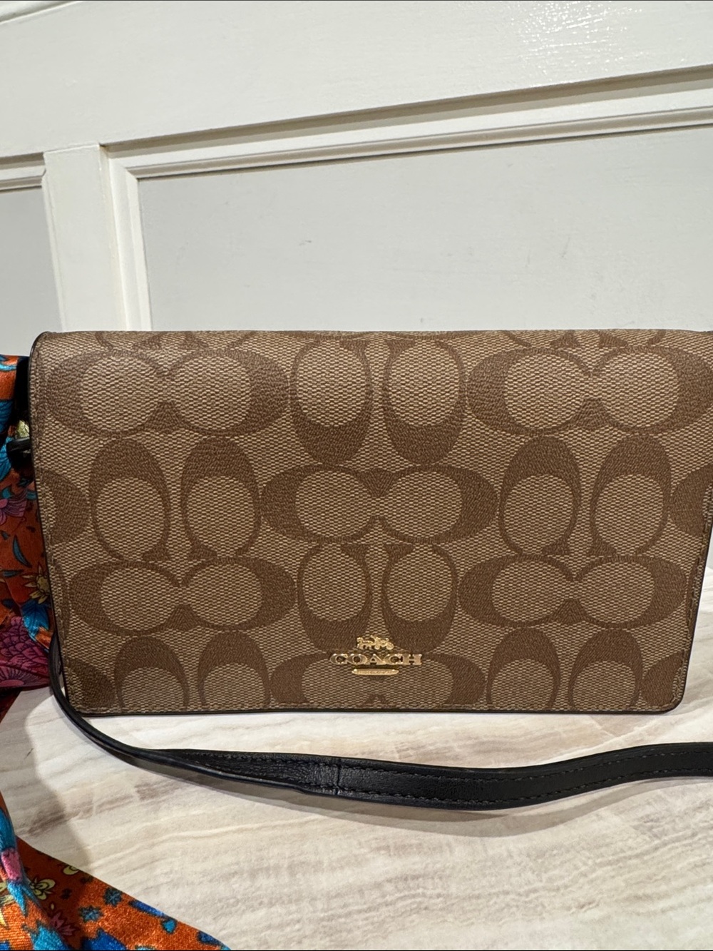 Coach Bag Anna Brown Signature Clutch Foldover Crossbody - Picture 5 of 17